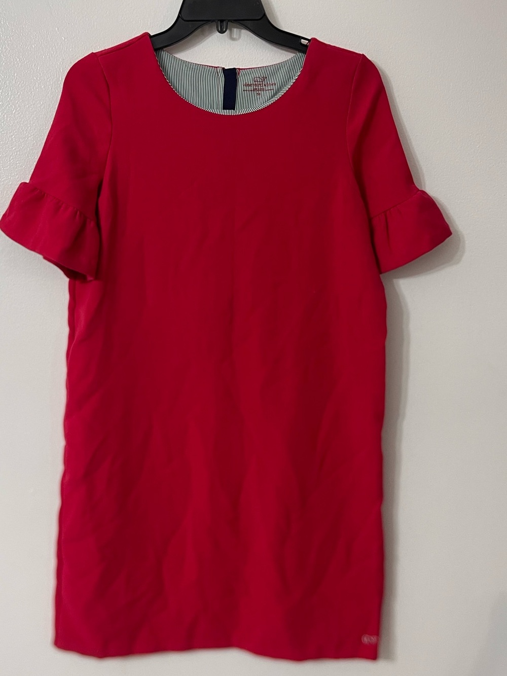 Vineyard Vines Girls Bright Red Short Sleeve Ruffle Dress